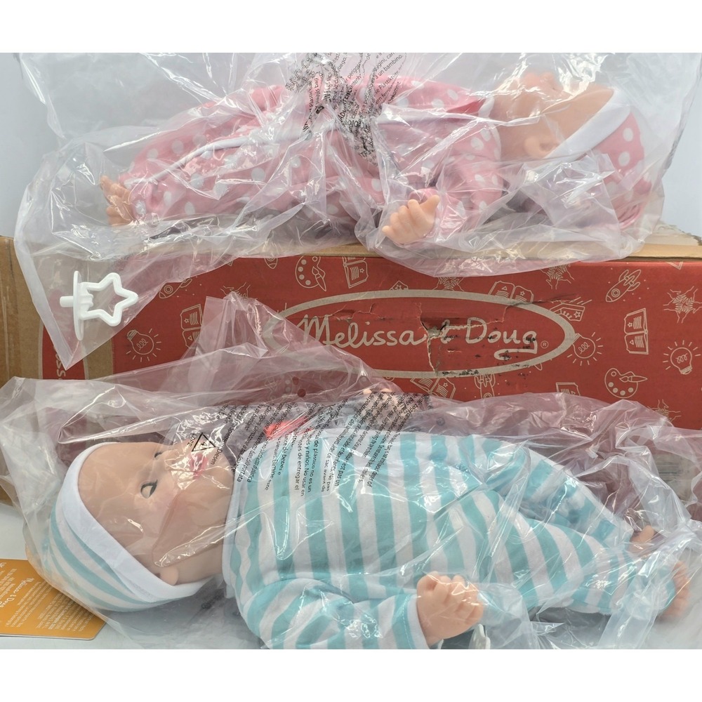 Melissa Doug Mine to Love Twins Luke & Lucy 15" Light Skin-Tone Boy & Girl NEW